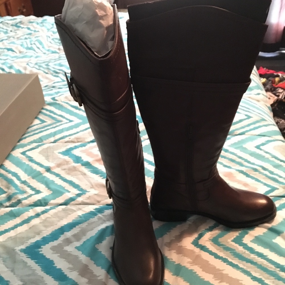 Brown leather boots